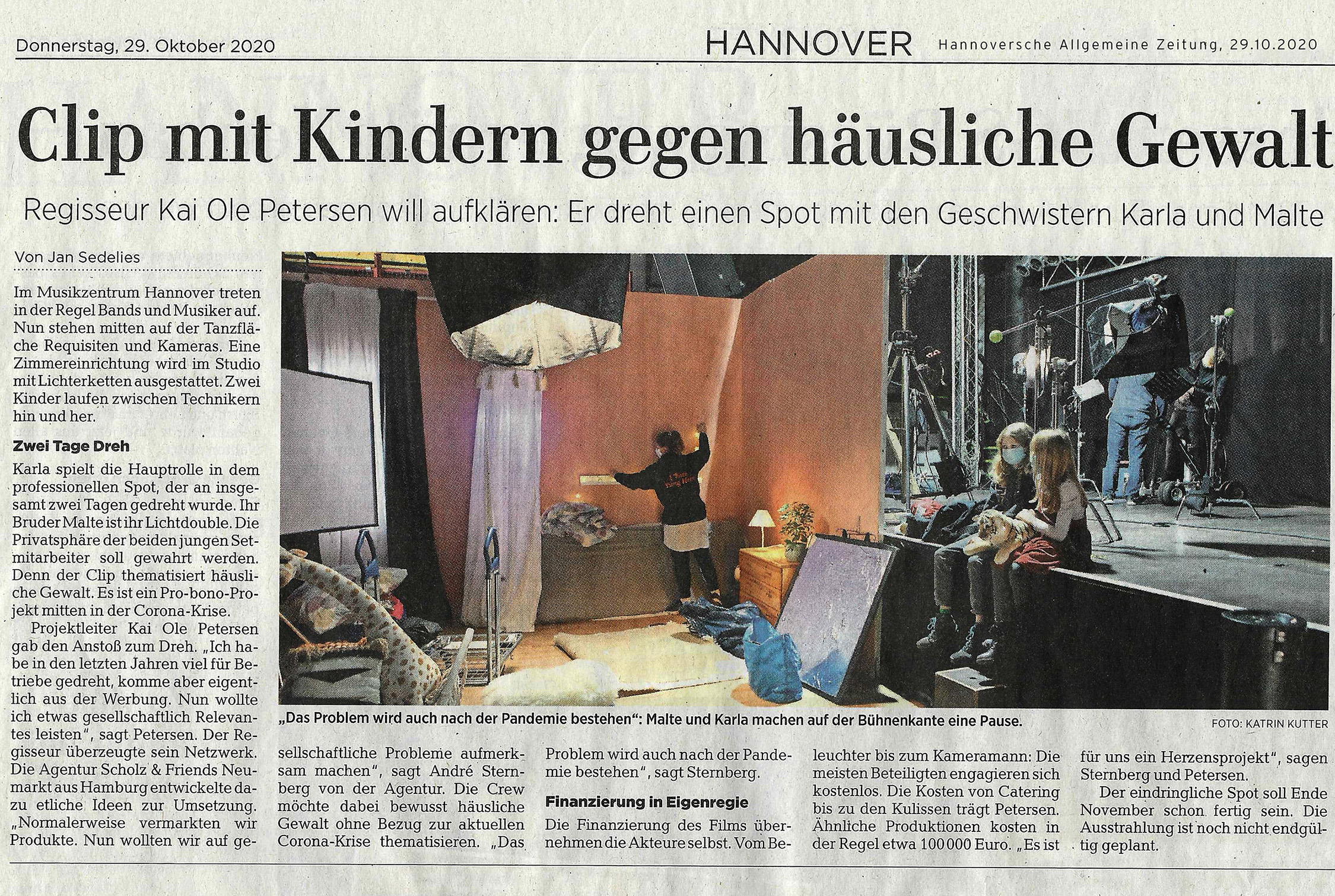 Hannoversche Allgemeine Zeitung vom 29.10.2020